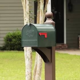 Architectural Mailboxes 445026469418 Elite Green Large Steel Post Mount Mailbox