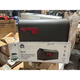 Architectural Mailboxes 445043750728 Elite Bronze Medium Steel Post Mount Mailbox Rust-resistant Galvanized