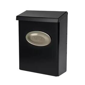 Architectural Mailboxes 445057467421 Designer Black With Satin Nickel Medium Steel Locking Wall Mount Mailbox
