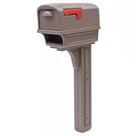 Architectural Mailboxes 705353480645 Gentry Mocha Medium Plastic All-in-one Mailbox And Post Combo