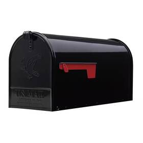 Architectural Mailboxes 705353685187 Elite Black Large Steel Post Mount Mailbox