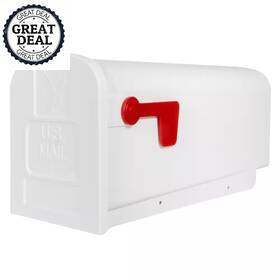 Architectural Mailboxes 711181913972 White Plastic Post Mount Mailbox Medium Durable Pre-drilled Holes Rust-proof New