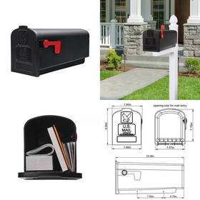 Architectural Mailboxes 711181914245 Parsons Black Medium Plastic Post Mount Mailbox