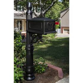 Architectural Mailboxes 726084752900 Stratford Black Medium Plastic All-in-one Mailbox And Post Combo