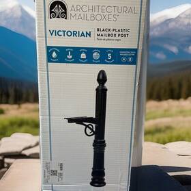 Architectural Mailboxes 744110269680 Victorian Decorative Plastic Crossarm Mailbox Post Black G7