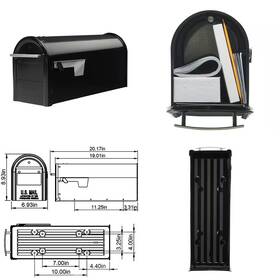 Architectural Mailboxes 744110308303 Franklin Black Medium Steel Post Mount Mailbox With Satin Nickel Handle
