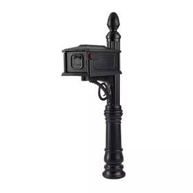 Architectural Mailboxes 744110782264 Stratford Black Medium Plastic All-in-one Mailbox And Post Combo