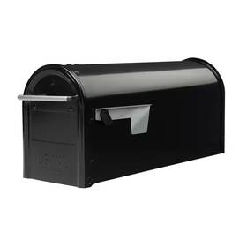 Architectural Mailboxes 744759185297 Franklin Black Medium Steel Post Mount Mailbox With Satin Nickel Handle
