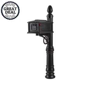 Architectural Mailboxes 744759382719 All-in-one Plastic Mailbox And Post Combo Medium Durable Rust-proof Box Black