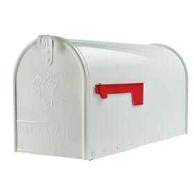 Architectural Mailboxes 744759718785 Elite White Large Steel Post Mount Mailbox