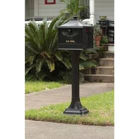 Architectural Mailboxes 744759916587 Pedestal Black Large Aluminum Locking All-in-one Mailbox And Post Combo