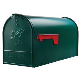 Architectural Mailboxes 744760000367 Elite Green Large Steel Post Mount Mailbox