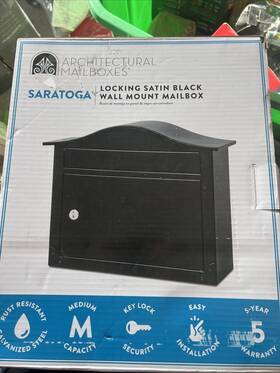 A95mb1 Architectural Mailboxes Saratoga Black Medium Steel Locking Wall Mount Mailbox