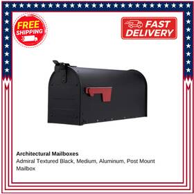 Adm11bam Architectural Mailboxes Admiral Textured Black Medium Aluminum Post Mount