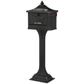 Ped00bam Architectural Mailboxes Mailbox 49.57 Inch X 18 12.59 Aluminum Locking With Post Black Large