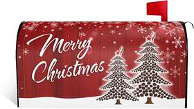 Arkukt 313115329301 Merry Christmas Mailbox Cover Magnetic Winter Snowflake Tree Wraps Post