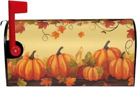 Awjtncq 768484463000 Fall Orange Pumpkins Maple Leaves Mailbox Cover 21x18 Inch Standard Size Autumn