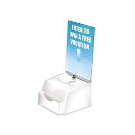 206777 Azar Displays 705105244778 Large Molded Suggestion Box With Pocket Lock And Key White Medium