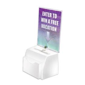206776 Azar Displays 705105244877 Small Molded Suggestion Box With Pocket Lock And Key White