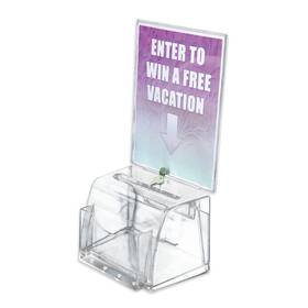 206009 Azar Displays 705105244976 Large Molded Suggestion Box With Pocket Lock And Key Clear Medium
