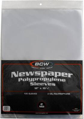 Sslv-np-12x16 Bcw Newspaper Sleeves 12x16 100 Pack Crystal Clear 2 Mil Archival Protectors
