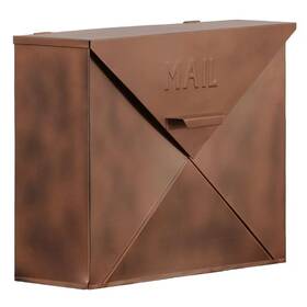 Benzara 744759137555 Spacious Brown Copper Metal Wall Mounted Mailbox