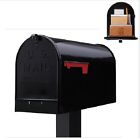 Black Lumbo Post Mount Mailbox Extra Large Steel Durable Letter Boxes Rural Pedestal Jumbo 717972160464