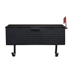 Black Patriotic Metal Wall Mounted Mailbox With Outgoing Mail Flag