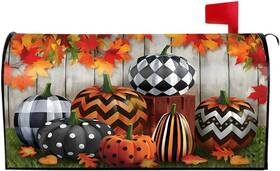 Bllesqelax 658359022749 Fall Mailbox Cover Magnetic Standard Size 21 X 18 Inch Autumn Maple Leaf Pumpki