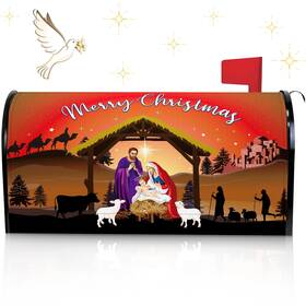 Gey-blosssound-2683 Blosssound Merry Christmas Magnetic Mailbox Cover Xmas Nativity Scene Covers Dec