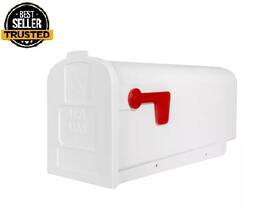 Branded 705353711053 New White Mailbox Deluxe Polybox Durable Rust-proof Polymer Post Mounted