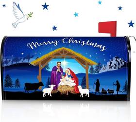 Gey0866-vfdfdd Branded -gey0866-vfdfdd Merry Christmas Magnetic Mailbox Cover Xmas Nativity Scene Covers Decor