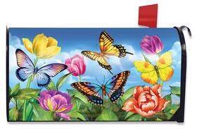 L02224 Briarwood Lane Butterflies And Tulips Oversized Mailbox Cover