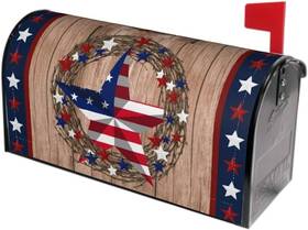 M00777 Briarwood Lane Americana Barnstar Patriotic Magnetic Mailbox Cover Primitive New