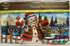 M01324 Briarwood Lane New Snowman Deer And Bird Winter Christmas Magnetic Mailbox Cover