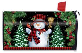 M01874 Briarwood Lane Red Checkered Snowman Winter Mailbox Cover