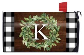 M02054-k Briarwood Lane Wreath Monogram Letter K Mailbox Cover