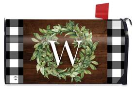 M02054-w Briarwood Lane Wreath Monogram Letter W Mailbox Cover