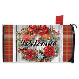 M02324 Briarwood Lane Holiday Poinsettia Wreath Mailbox Cover