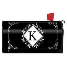M02608-k Briarwood Lane Black And White Monogram K Mailbox Cover