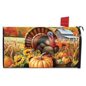 M02640 Briarwood Lane Wild Turkey And Pumpkins Mailbox Cover