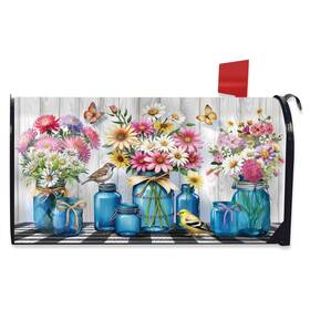 M02760 Briarwood Lane Blue Jar Bouquets Mailbox Cover