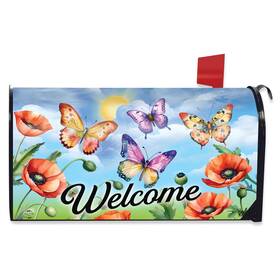 Briarwood Lane Mbbl-m02491 Butterflies And Poppies Welcome Mailbox Cover - Standard Size