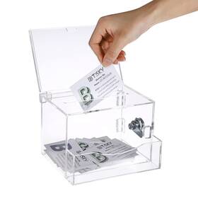 Btskythn01072 Btsky Clear Acrylic Suggestion Box With Lock Donation Sign Holder Tip Bo