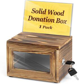 Bwodyay 313035817896 Wood Donation Box For Fundraising Suggestion With Slot And Lock Small Burnt