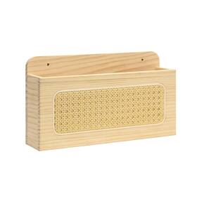 Wmmo01 Bxaigr Rustic Wall Mounted Magazine Rack - Solid Wood Mail Holder With Rattan Weave