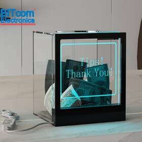Tjr1 Canfeng Tip Jar With 2 Sign Holders Led Light And Lock For Bar Party Donation Box