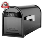 Carlisle Black Medium Steel Post Mount Mailbox With Nickel Flag