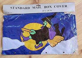 17282 Cbk Vintage Halloween Standard Mail Box Cover 18 Inch L X 20 W Witch Black Cat 1994