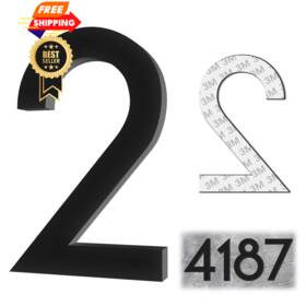 Cecilyarts 797999524289 6 Inch House Numbers Self-adhesive Mailbox Modern 2 Black